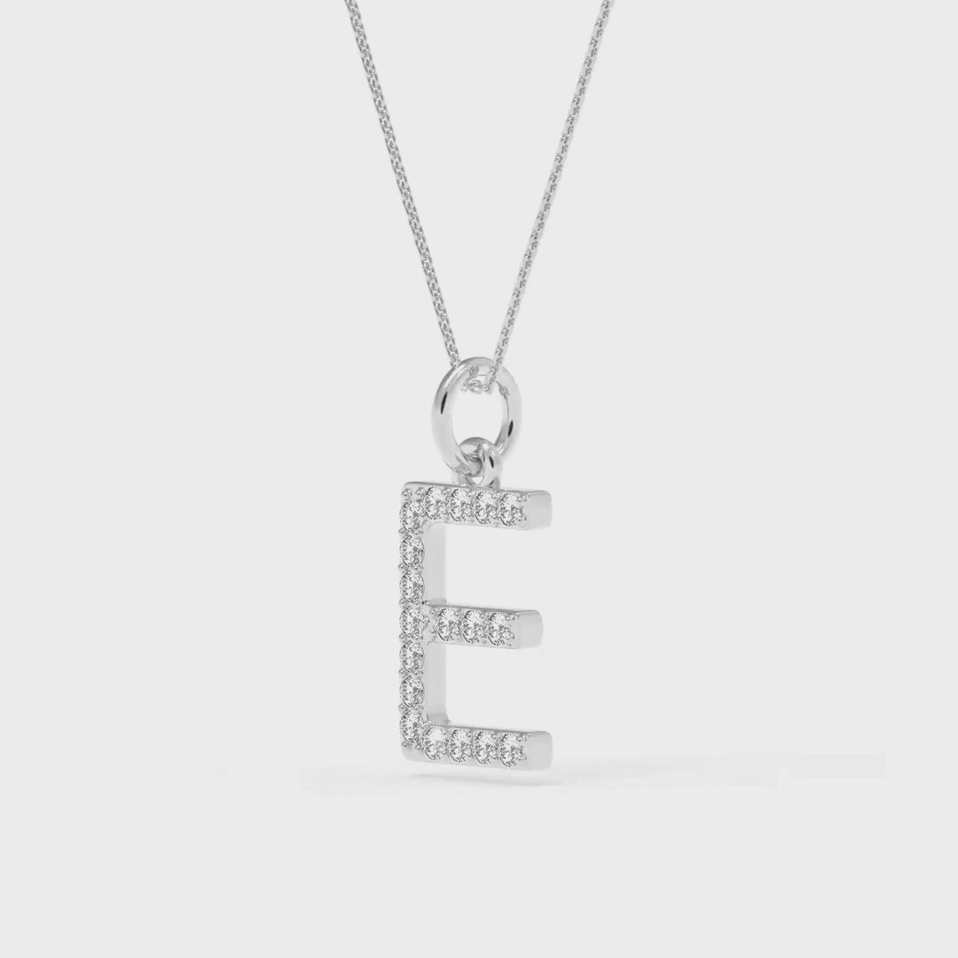 0.08 Cts White Diamond Letter "E" Pendant W/0 Chain in 14K Gold