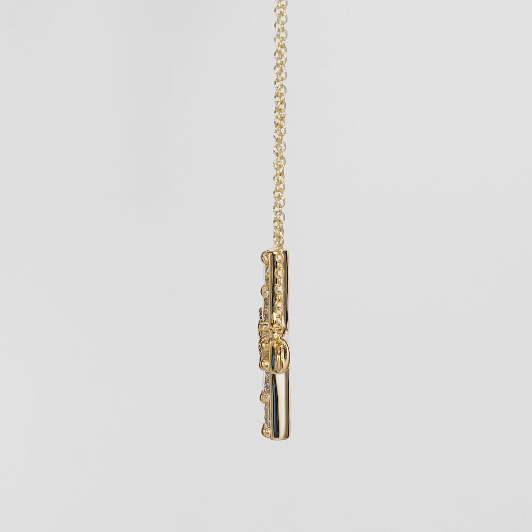 1.31 Cts White Diamond CROSS Pendant in 14K Yellow Gold