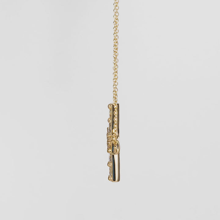 1.31 Cts White Diamond CROSS Pendant in 14K Yellow Gold