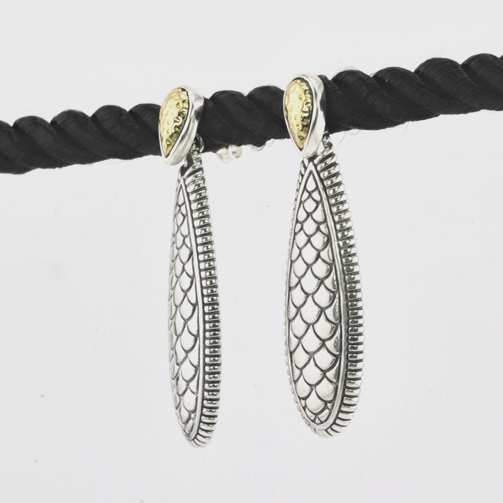 Dangle Earring in Two Tone 925 Silver