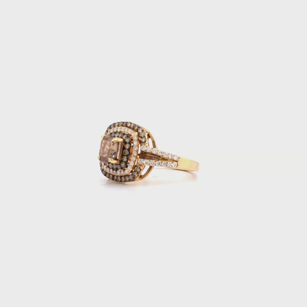 1.53 Cts Brown Diamond and White Diamond Ring in 14K Two Tone