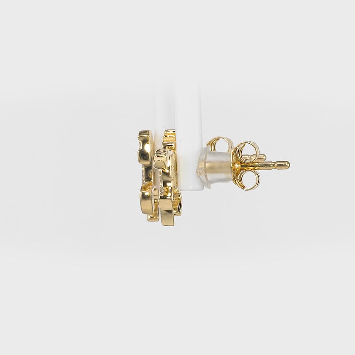 0.20 Cts White Diamond HORSE Earring in 14K Yellow Gold