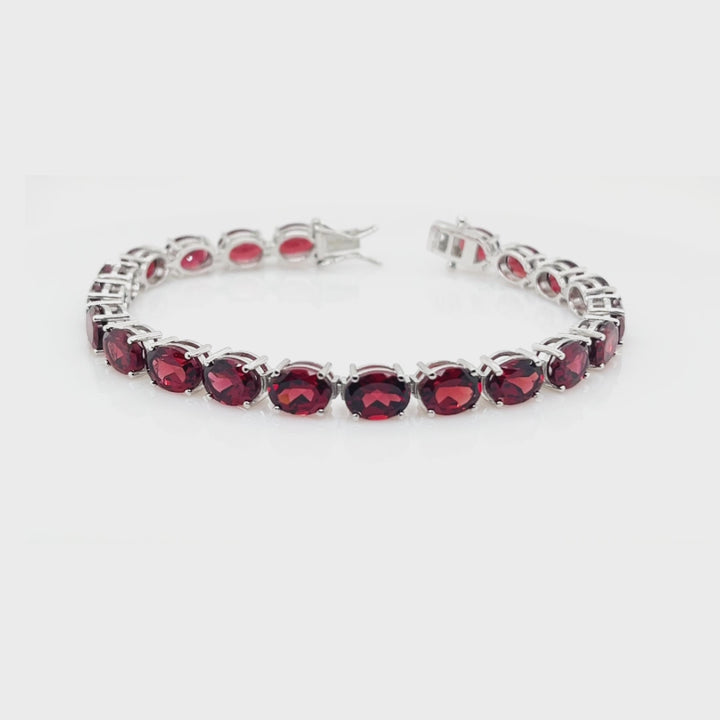 33.01 Cts Garnet Tennis Bracelet in 925 Sterling Silver