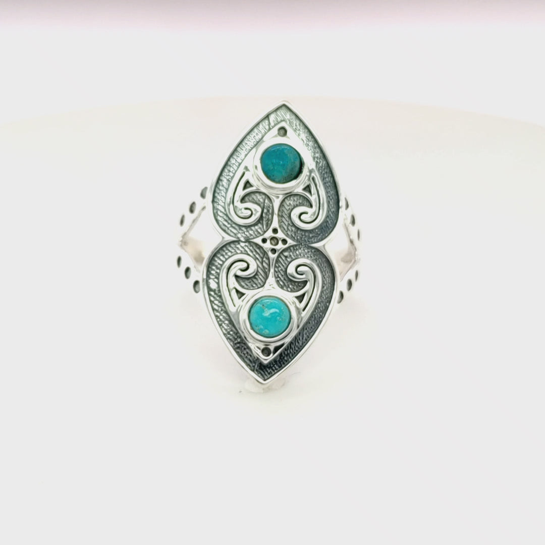 0.60 Cts Turquoise Ring in 925