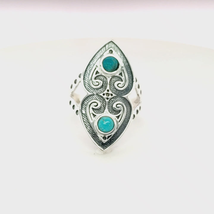 0.60 Cts Turquoise Ring in 925