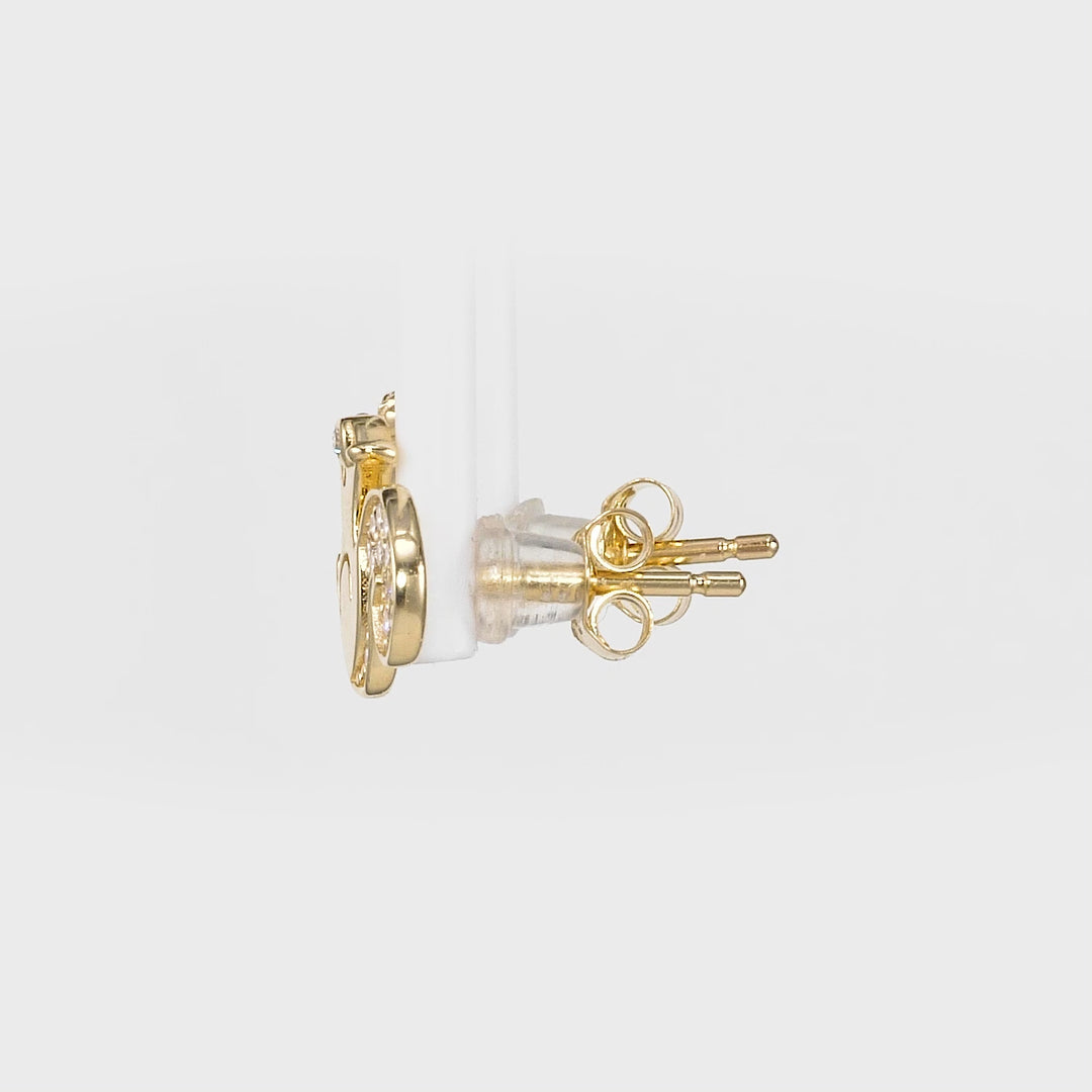 0.15 Cts White Diamond SQUIRREL Earring in 14K Yellow Gold