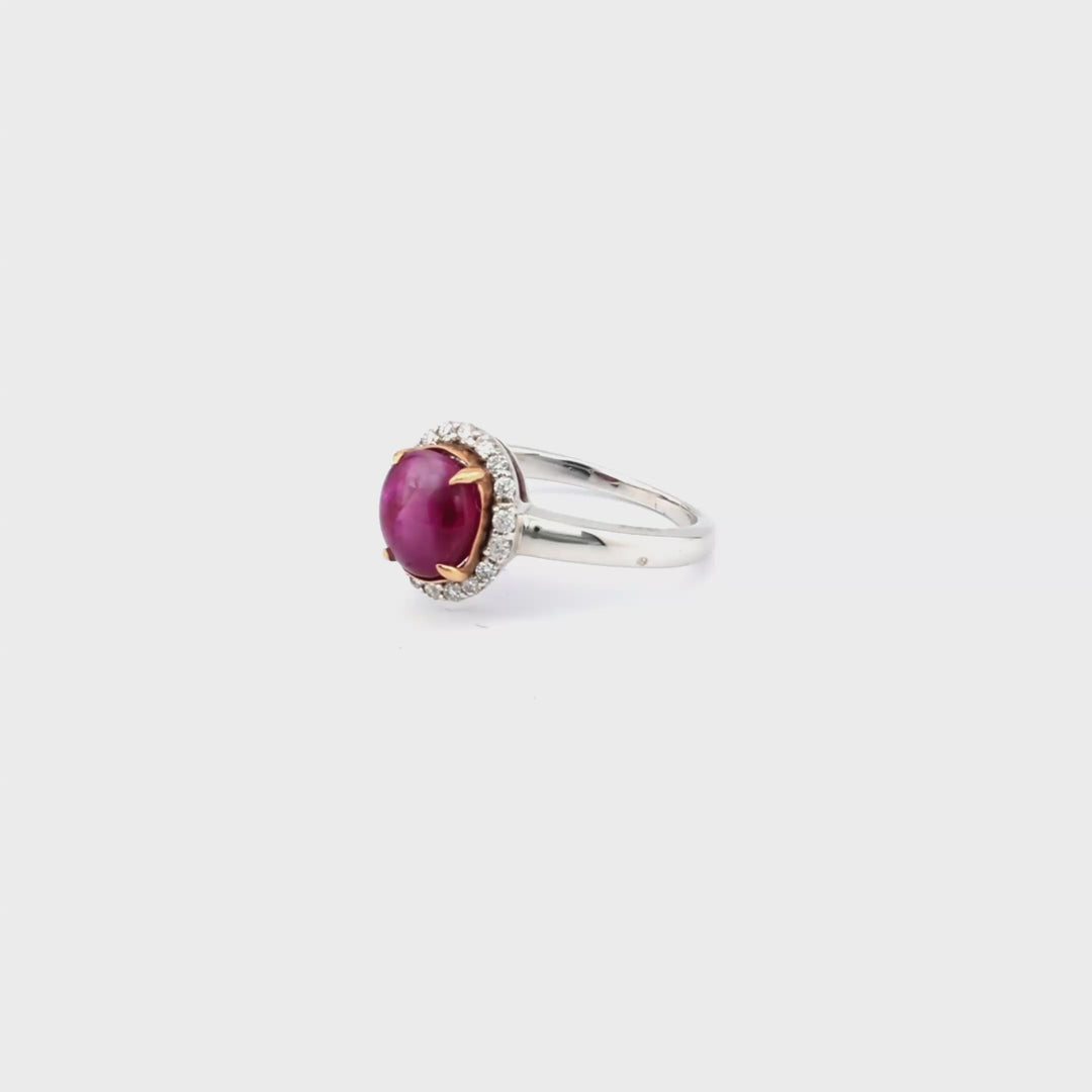 2.55 Cts Ruby and White Diamond Ring in 14K Two Tone