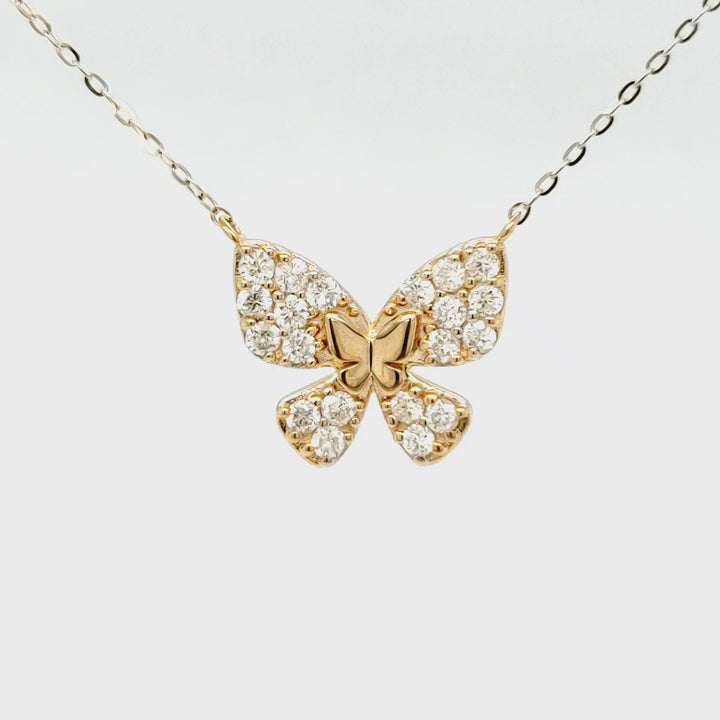 Zoey Blush 14K Yellow Gold Butterfly Diamond Necklace for Women, 18 inches