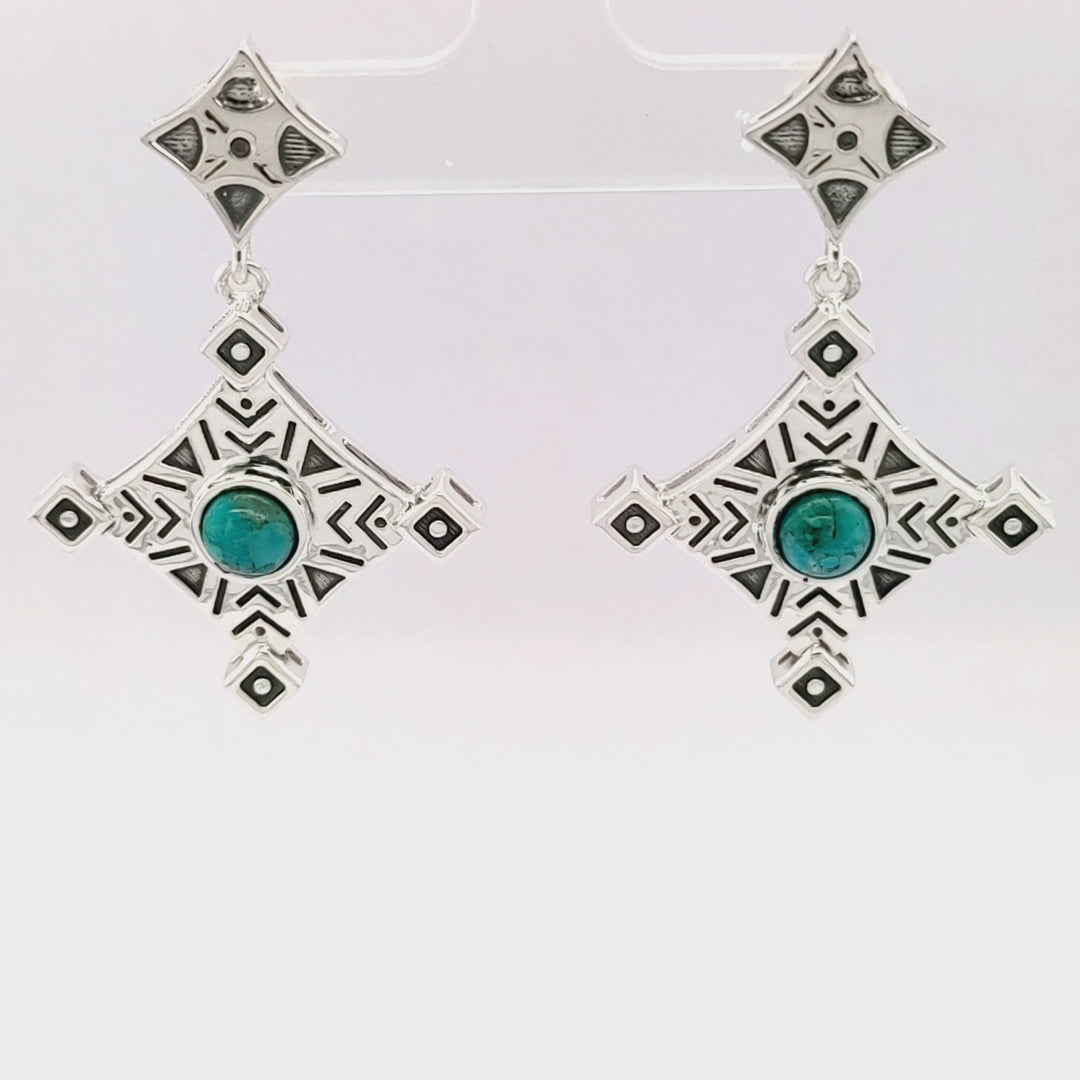2.00 Cts Turquoise Earring in 925