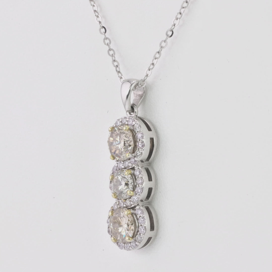 1.37 Cts Brown Diamond and White Diamond Pendant in 14K White Gold