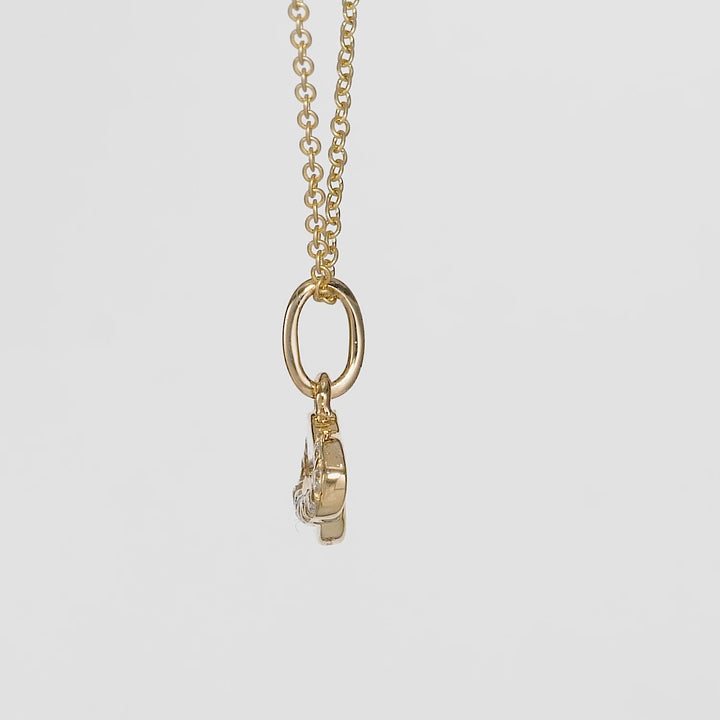 0.06 Cts White Diamond SATURN Pendant in 14K Yellow Gold