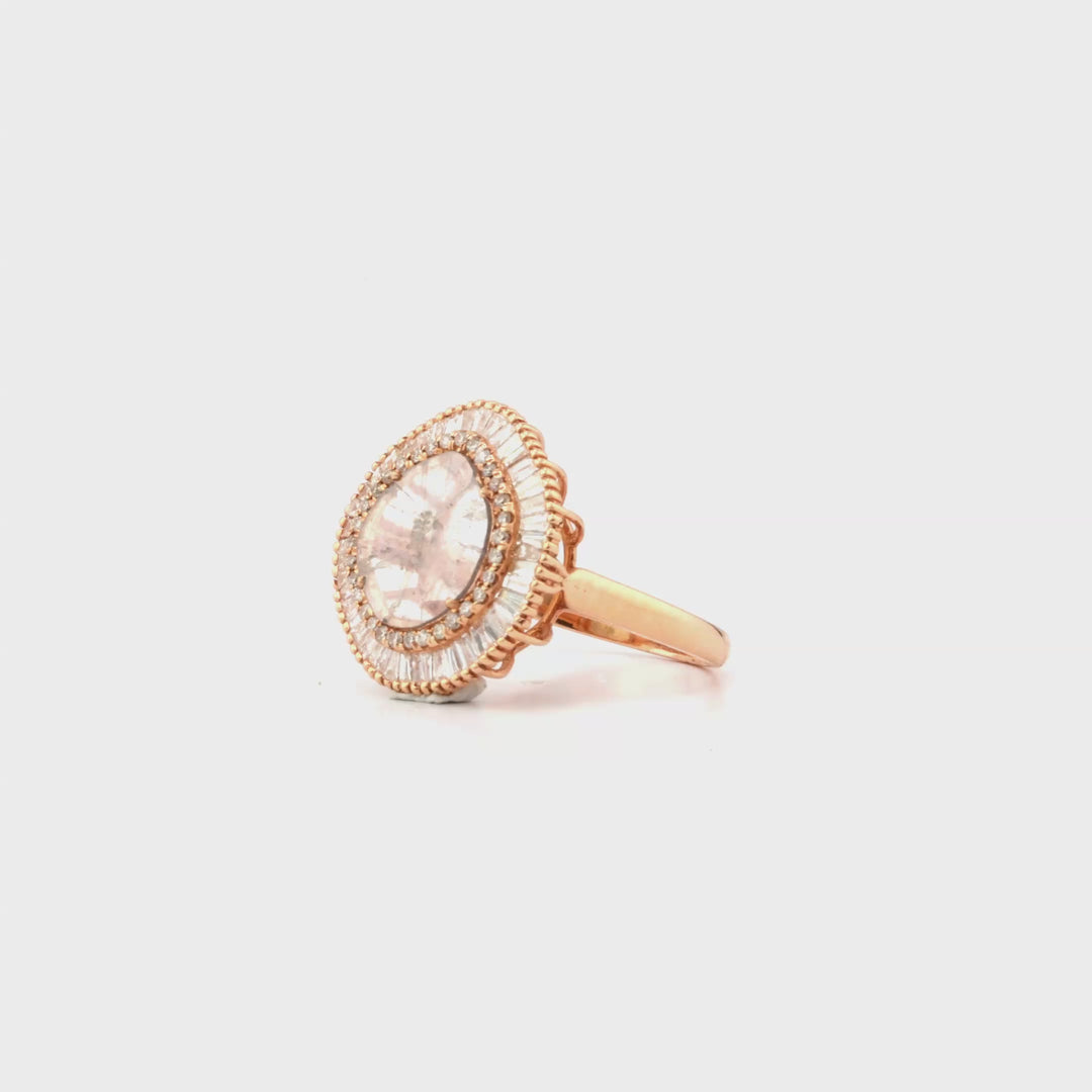 0.69 Cts Diamond Slice and White Diamond Ring in 14K Rose Gold