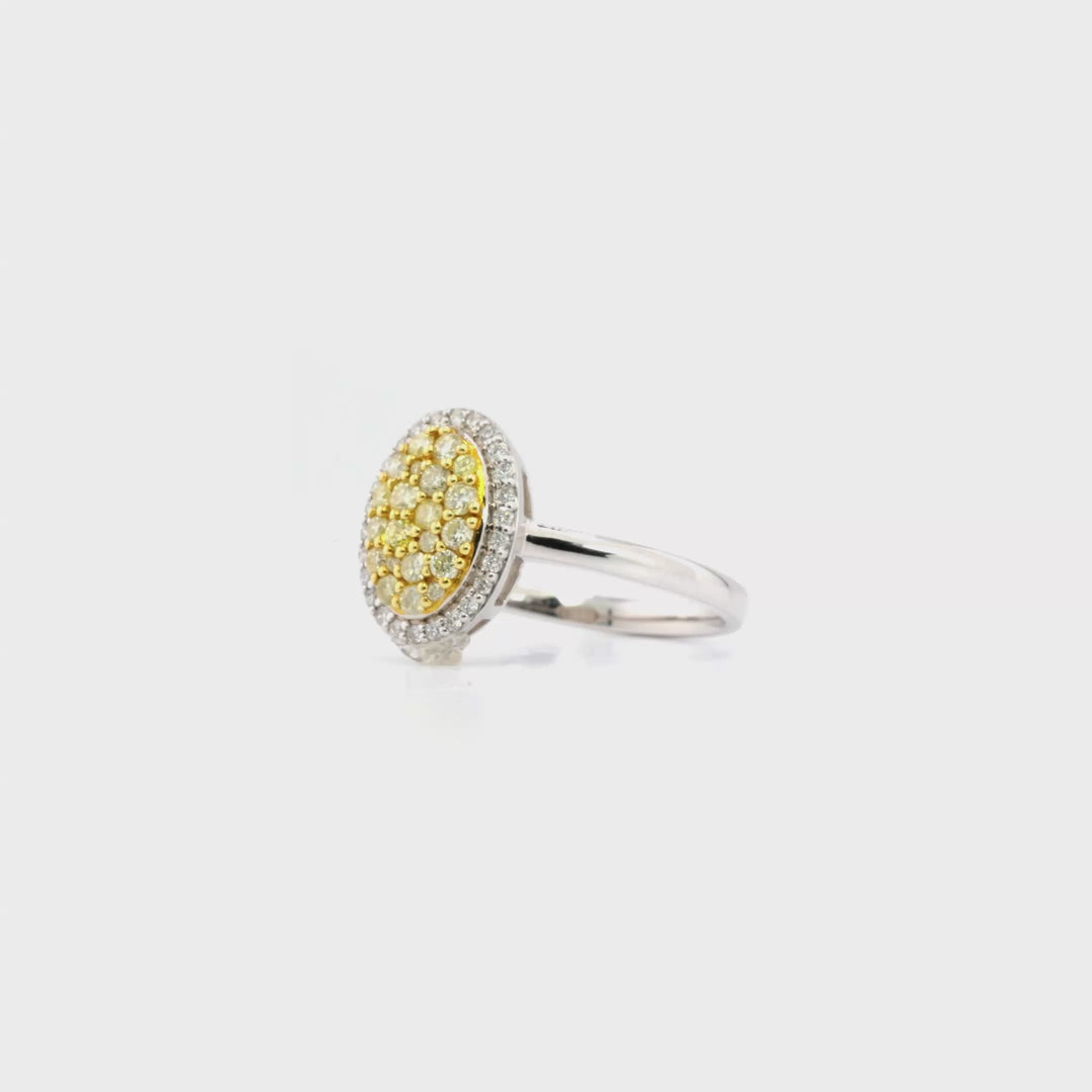 0.47 Cts Yellow Diamond and White Diamond Ring in 14K Two Tone