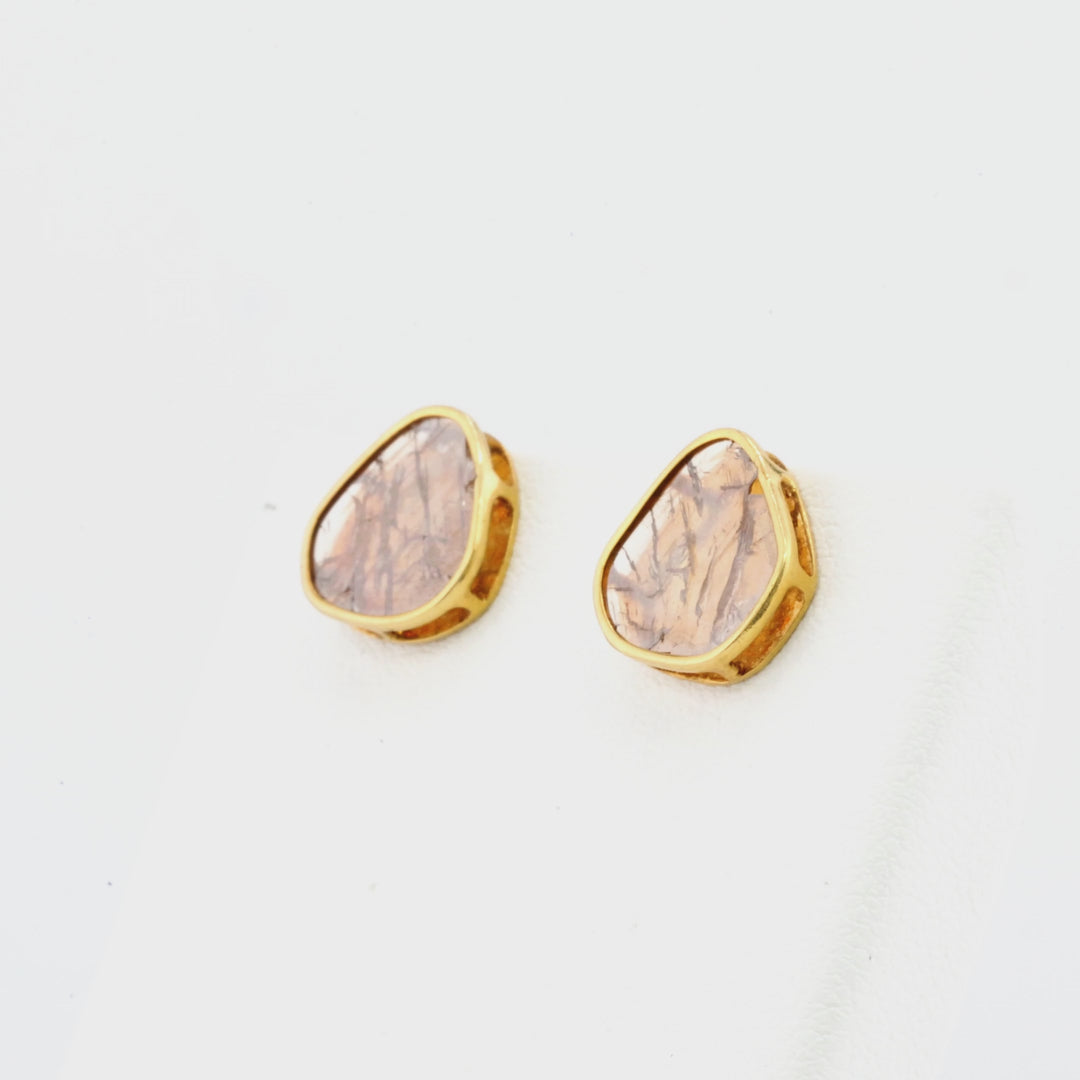 1.45 Cts Diamond Slice Earring in 14K Yellow Gold