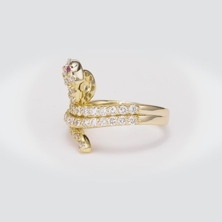 1.20 Cts Lab Grown Diamond Snake Ring in 925 Yellow Gold Plated