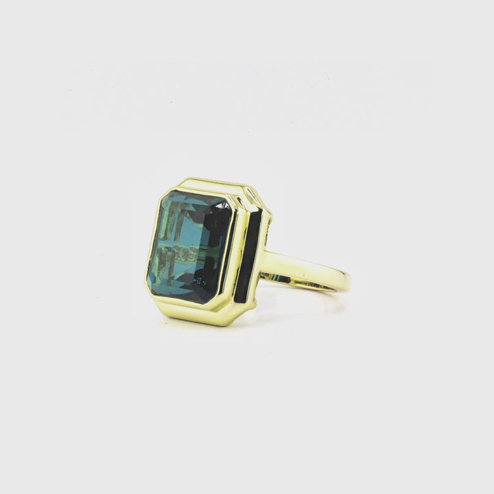 7.10 Cts LBT Colored Doublet Quartz Ring in Brass