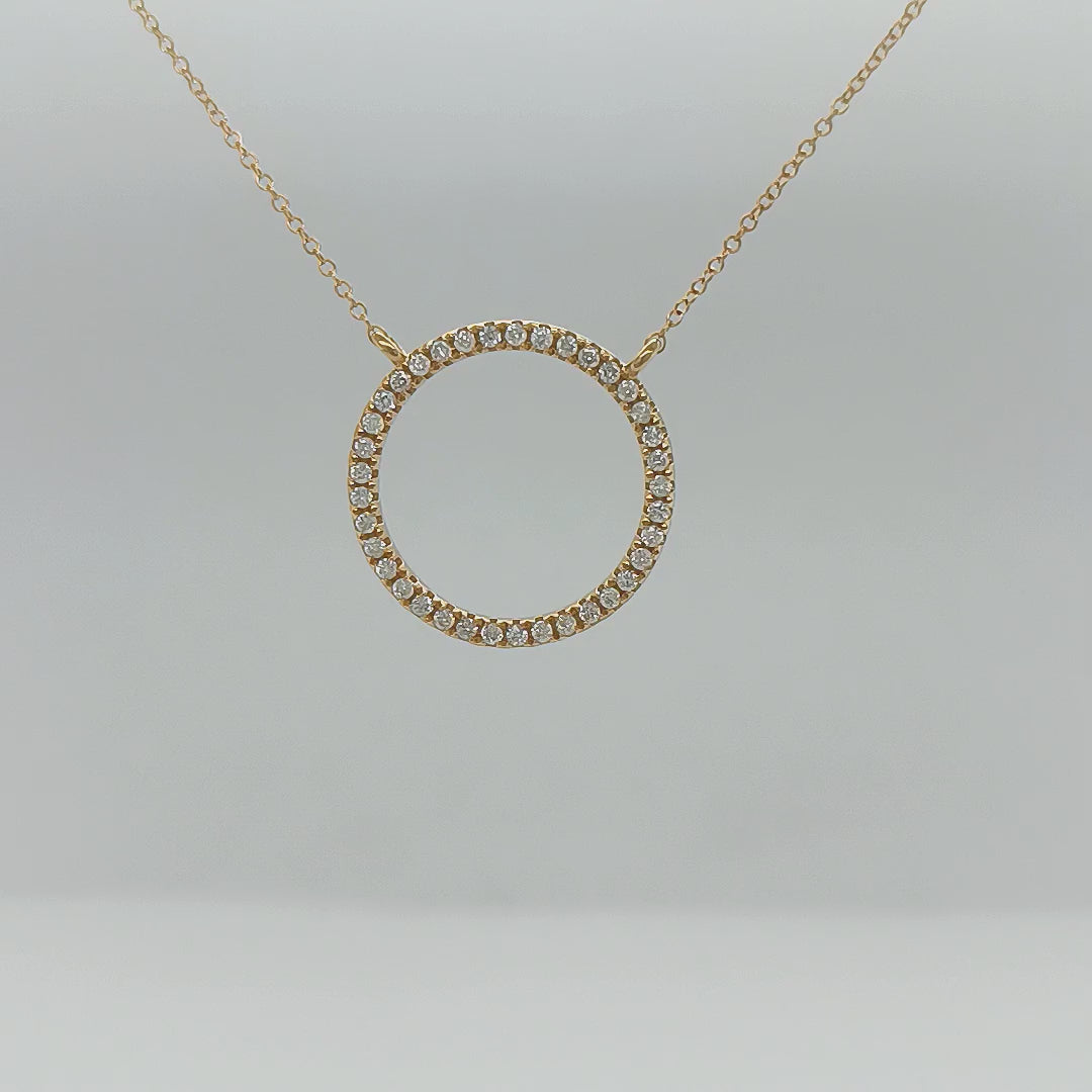 0.26 Cts White Diamond Necklace in 14K Yellow Gold