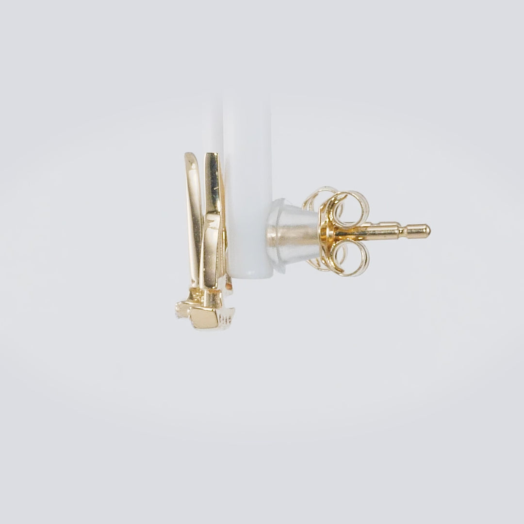0.03 Cts White Diamond SAILBOAT Earring in 14K Yellow Gold