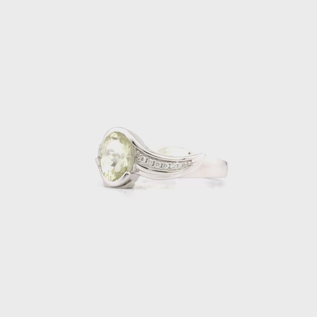 1.48 Cts UV Mint Garnet and White Diamond Ring in 14K White Gold