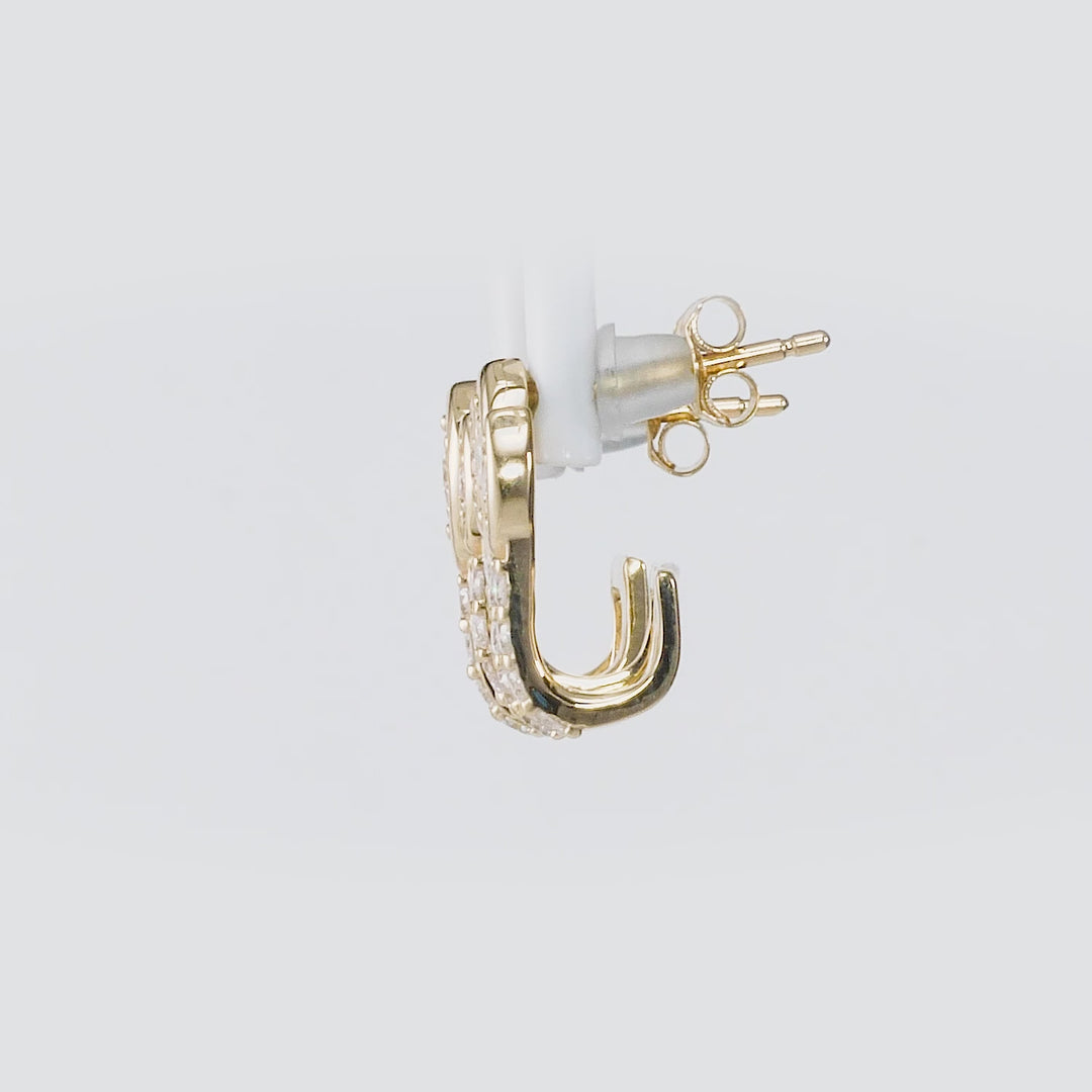 0.61 Cts White Diamond CANDLES Earring in 14K Yellow Gold