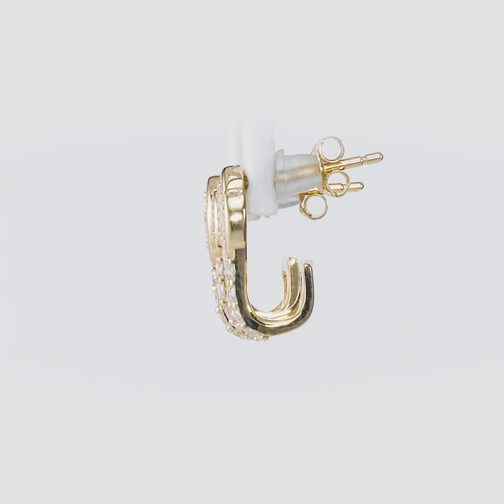 0.61 Cts White Diamond CANDLES Earring in 14K Yellow Gold