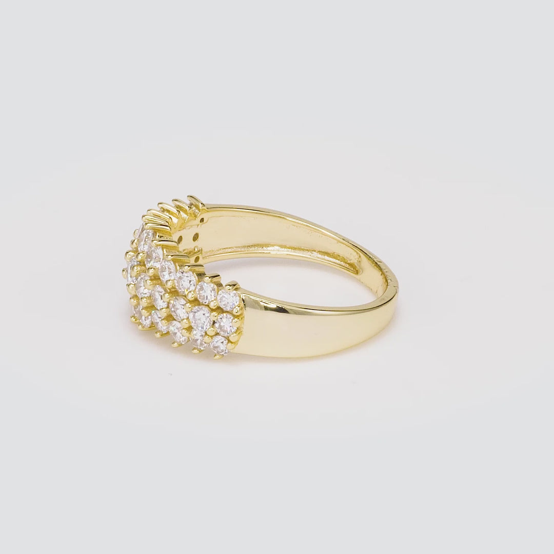 1.15 Cts Lab Grown Diamond Cluster Ring in 925 Yellow Gold Plated