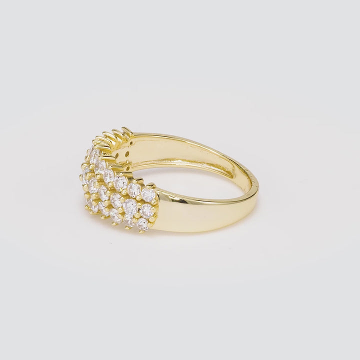 1.15 Cts Lab Grown Diamond Cluster Ring in 925 Yellow Gold Plated