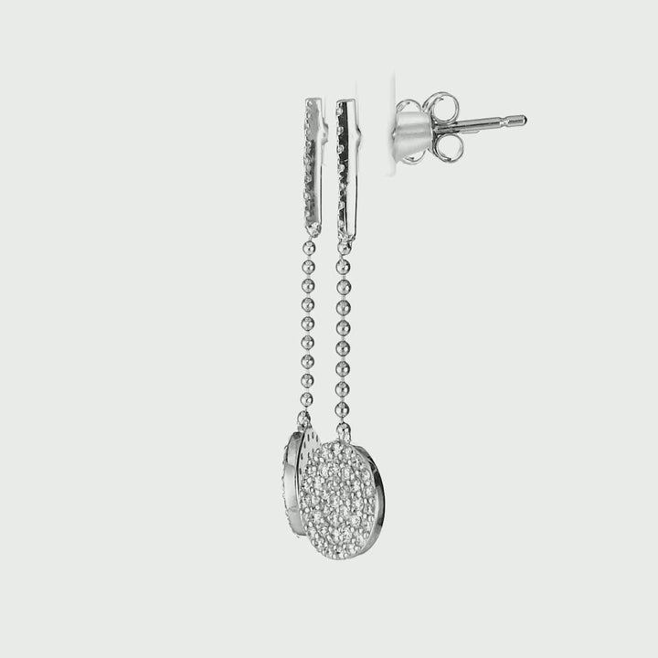 0.92 Cts White Diamond Dangle Earring in 14K White Gold