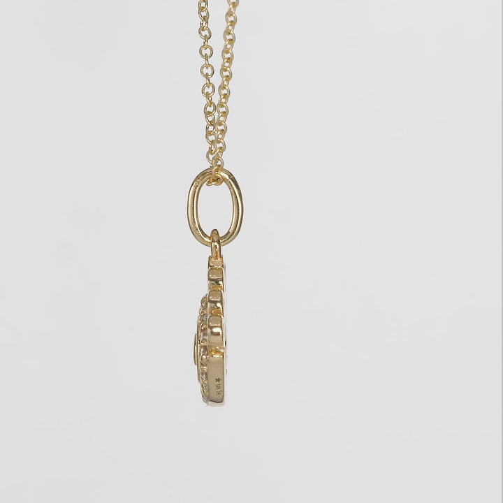 0.19 Cts White Diamond EYE Pendant in 14K Yellow Gold
