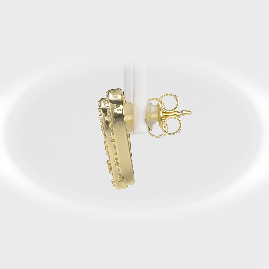 1.31 Cts Lab Grown Diamond Heart Earring in 925 Yellow Gold Plated