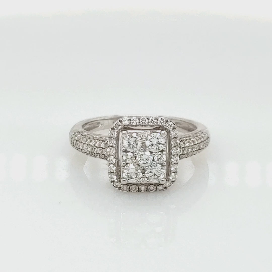 0.85 Cts White Diamond Ring in 18K White Gold