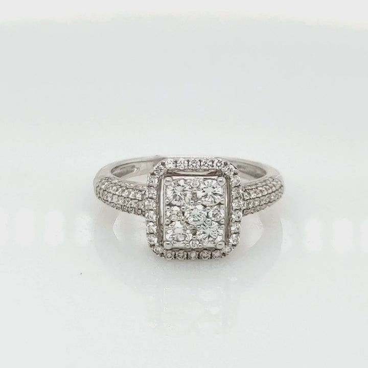 0.85 Cts White Diamond Ring in 18K White Gold