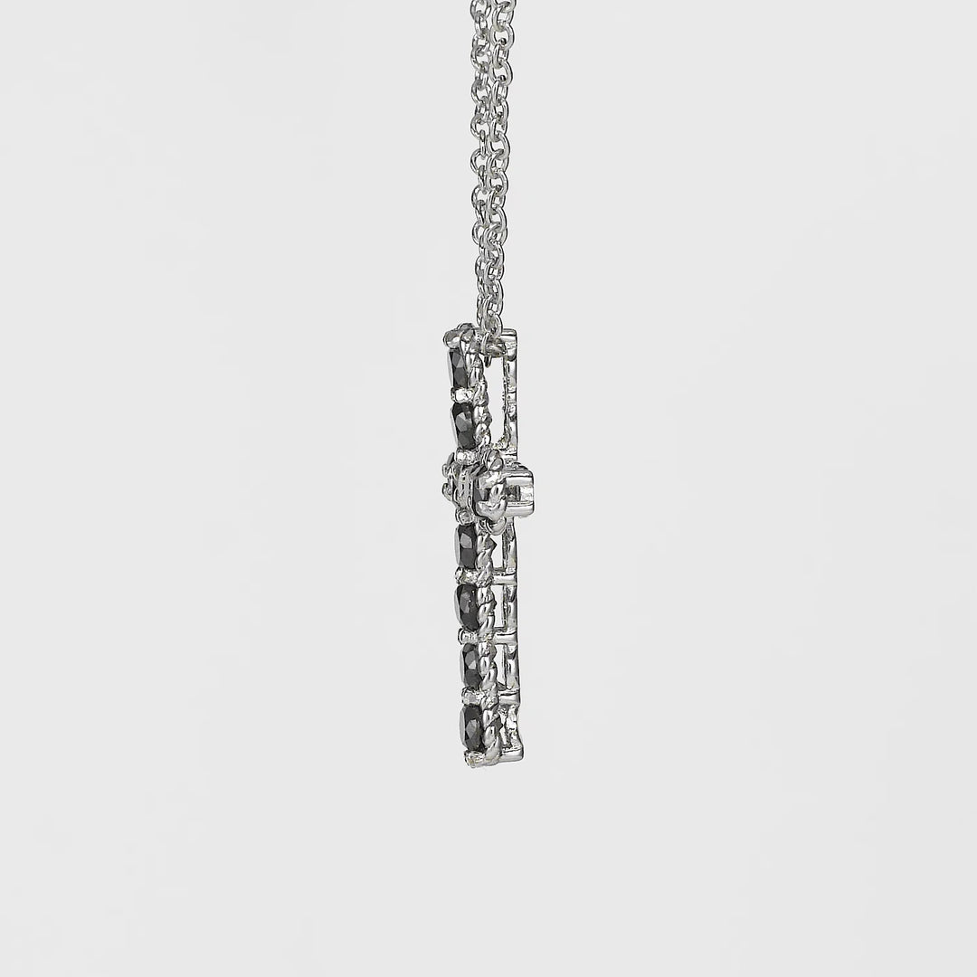 1.07 Ctw Black Diamond Pendant in 925 Sterling Silver