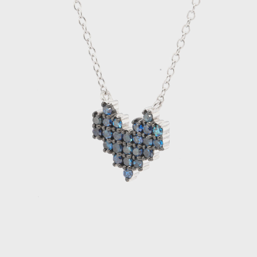 0.46 Cts Blue Diamond Necklace in 925 Two Tone