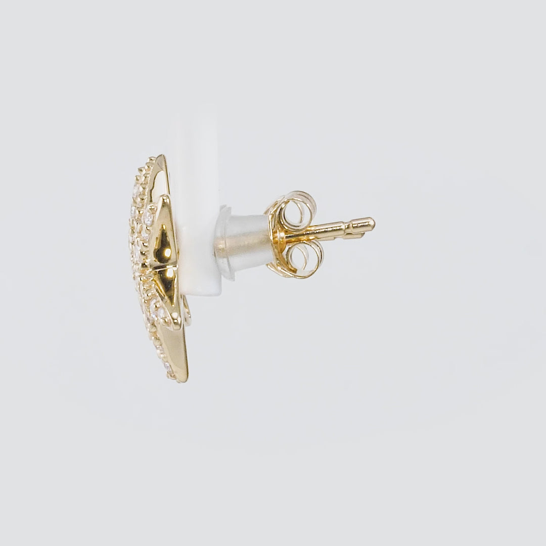 0.37 Cts White Diamond STARFISH Earring in 14K Yellow Gold