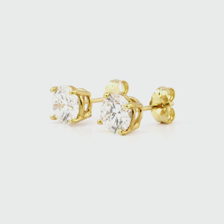 Lab Grown White Diamond Earring in 14K Yellow Gold