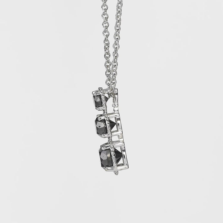 1.78 Ctw Black Diamond Pendant in 925 Sterling Silver