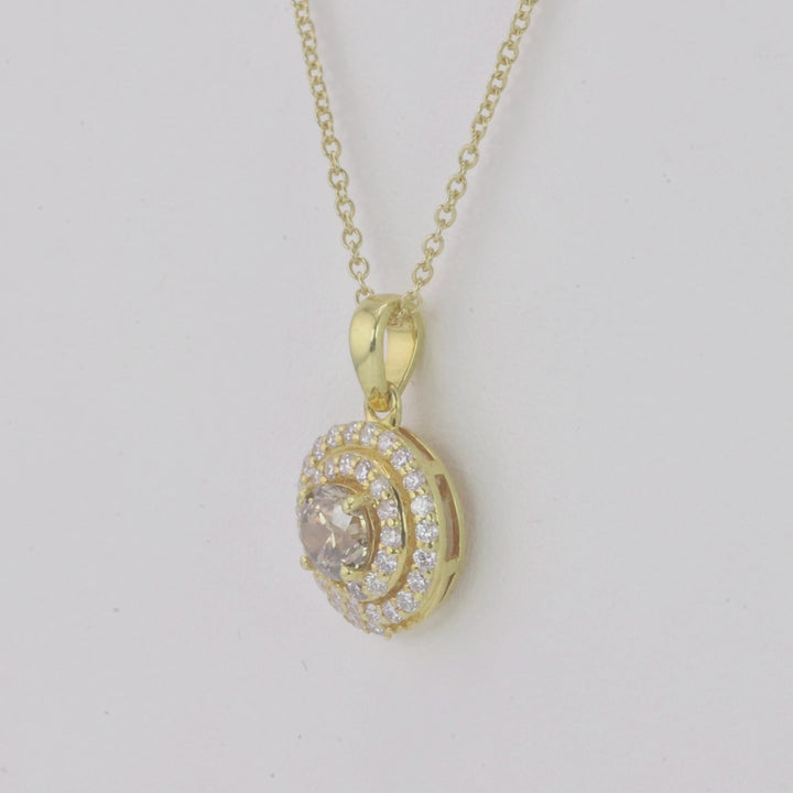 0.41 Cts Brown Diamond and White Diamond Pendant in 14K Yellow Gold