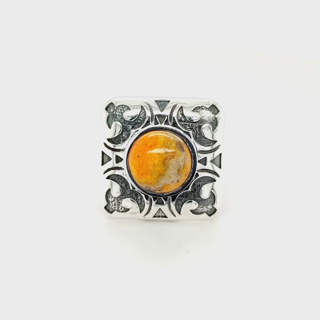 4.15 Cts Bumble Bee Jasper Ring in 925