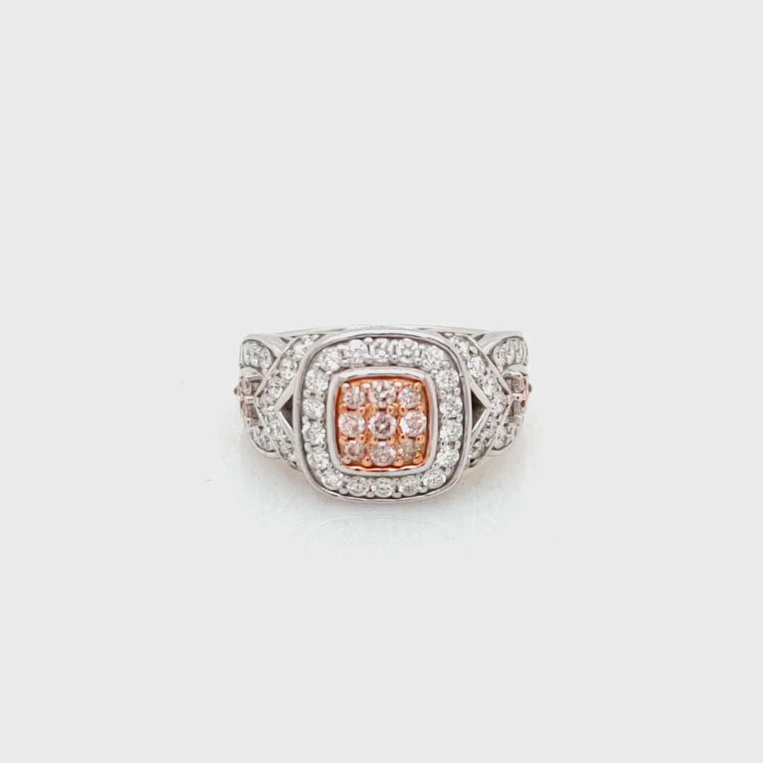 0.26 Cts Pink Diamond and White Diamond Ring in 14K 2-Tone