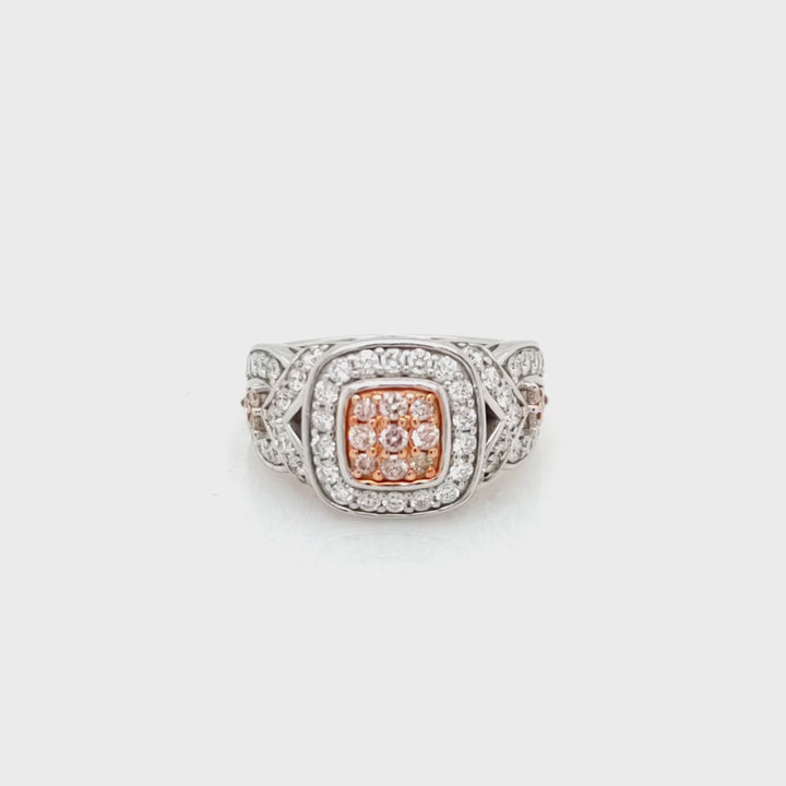 0.26 Cts Pink Diamond and White Diamond Ring in 14K 2-Tone