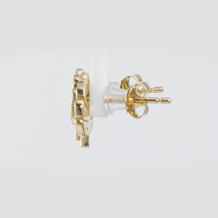 0.11 Cts White Diamond LEAFEarring in 14K Yellow Gold