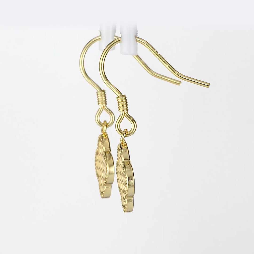 Yellow Gold Plated Dangle Earring in 925 Sterling Silver