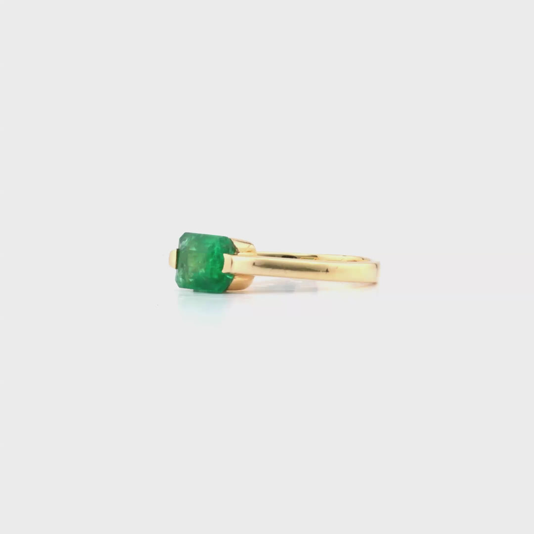 1.45 Cts Emerald Ring in 14K Yellow Gold