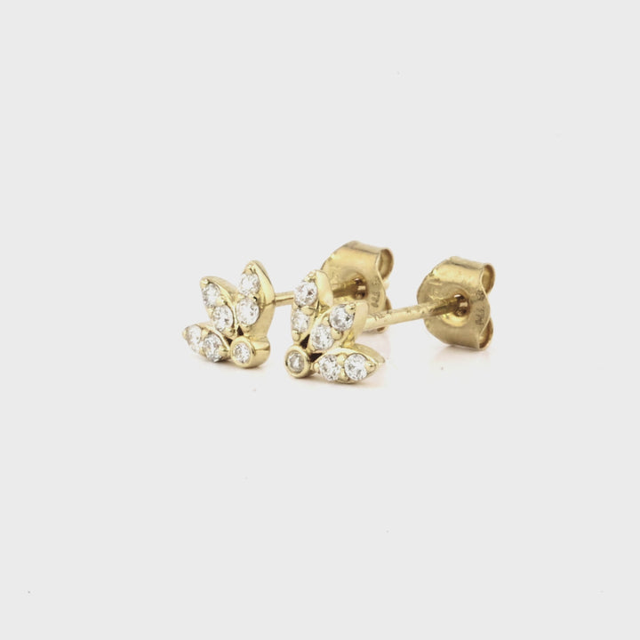 0.09 Cts White Diamond Earring in 14K Yellow Gold