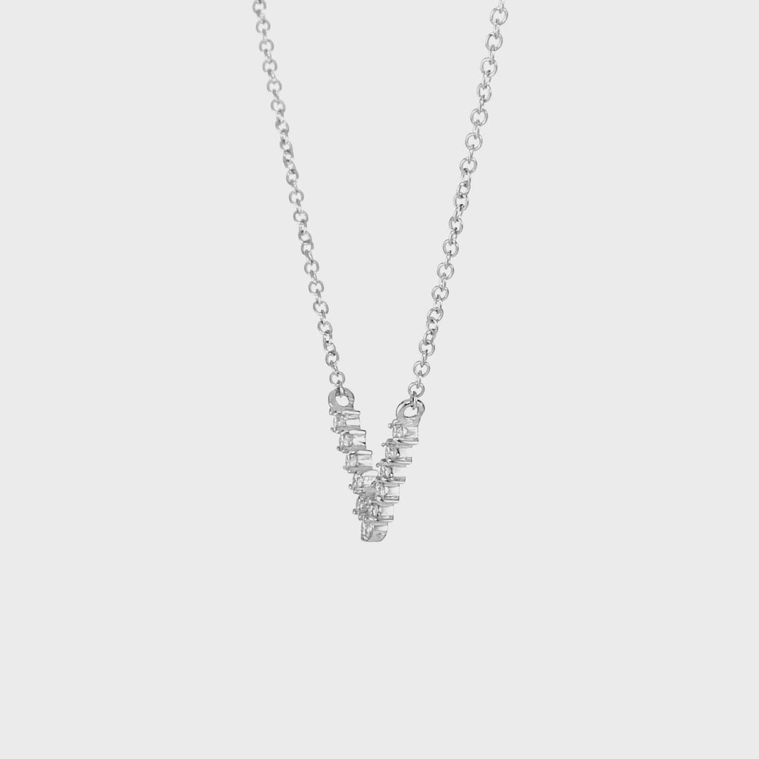 0.09 Cts White Diamond Necklace in 14K White Gold