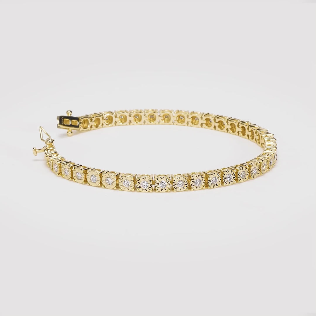 1.91 Cts Lab Grown Diamond Tennis Bracelet in 925 Yellow Gold Plated