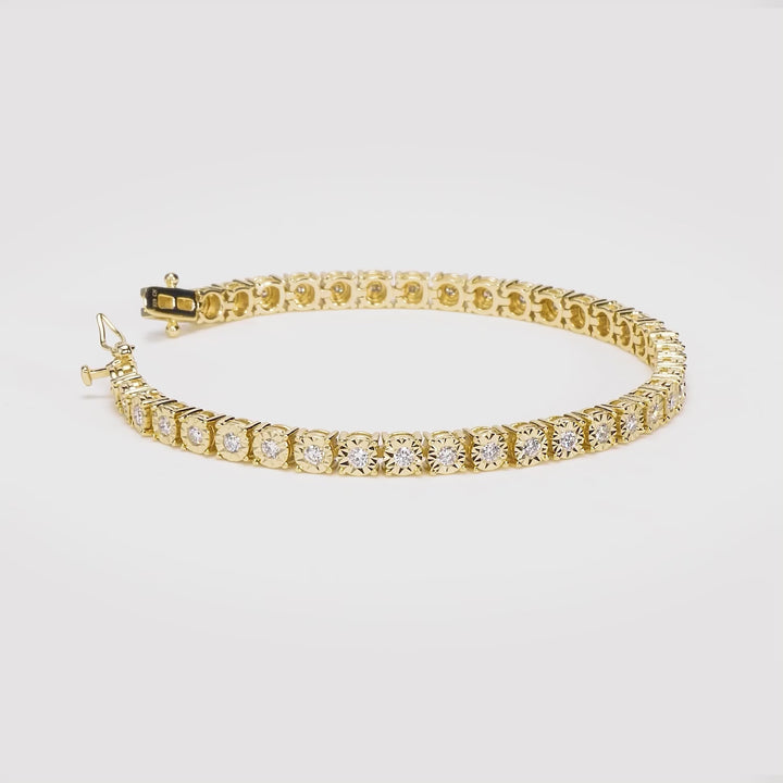 1.91 Cts Lab Grown Diamond Tennis Bracelet in 925 Yellow Gold Plated