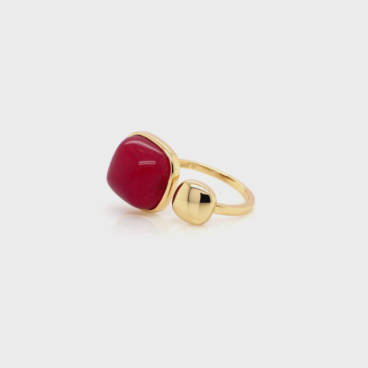 Ruby Colored Beryl Ring in Brass
