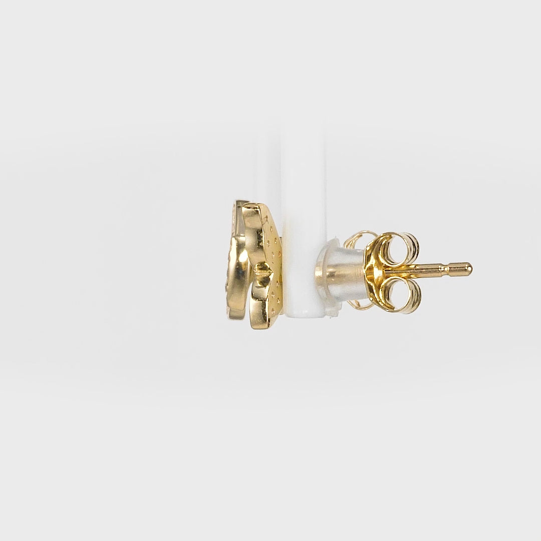 0.12 Cts White Diamond SIDE BUTTERFLY Earring in 14K Yellow Gold